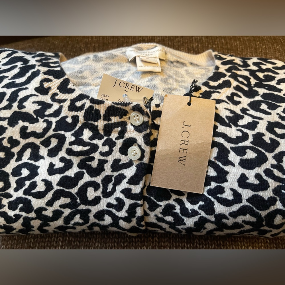 JCREW NWT Animal Print Cardigan -Hand Printed - Picture 14 of 15